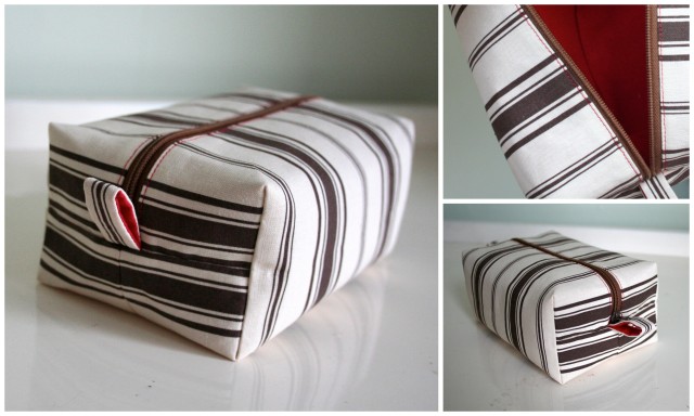 Stripy box pouch collage